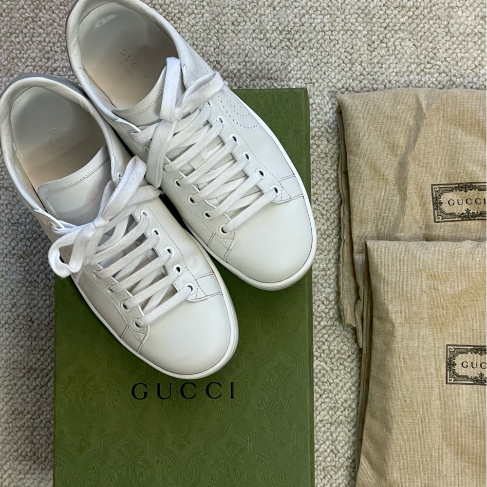 Gucci White Leather Sneakers Minimalist Design